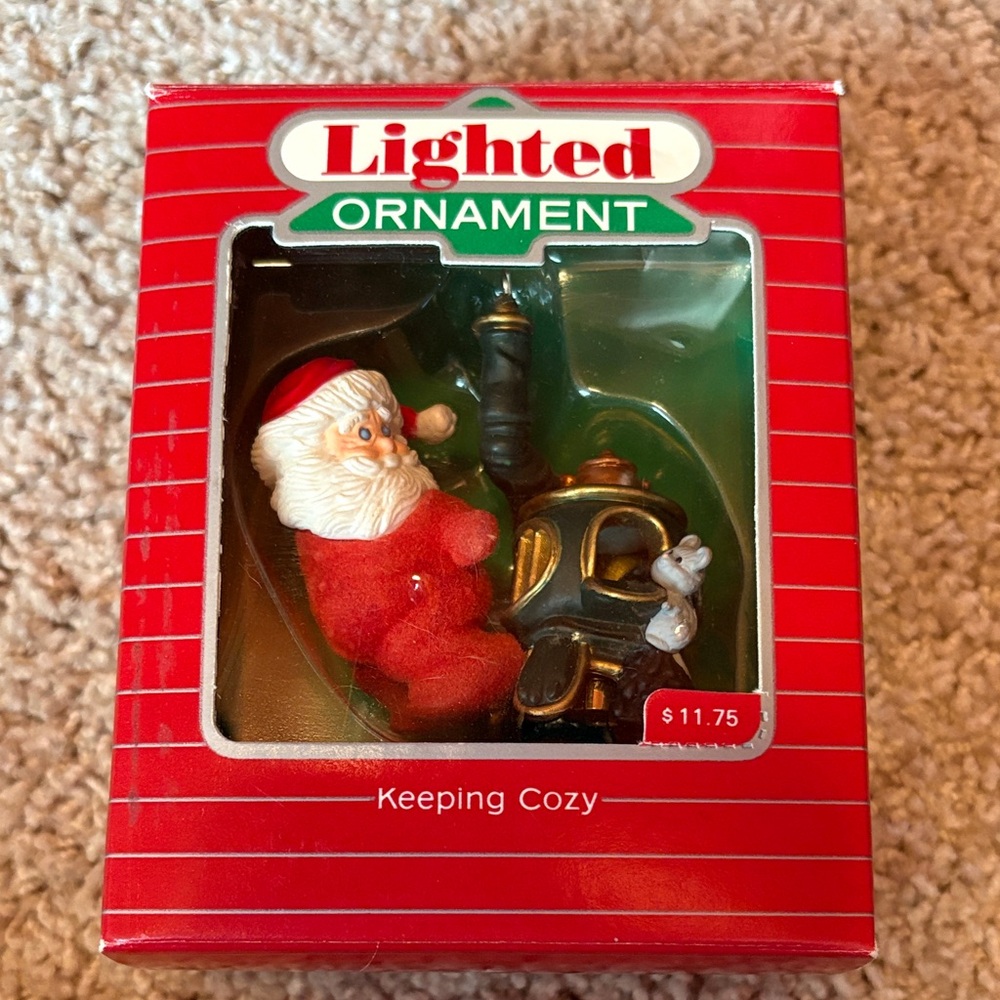 Hallmark Lighted Santa Ornament - Red and White